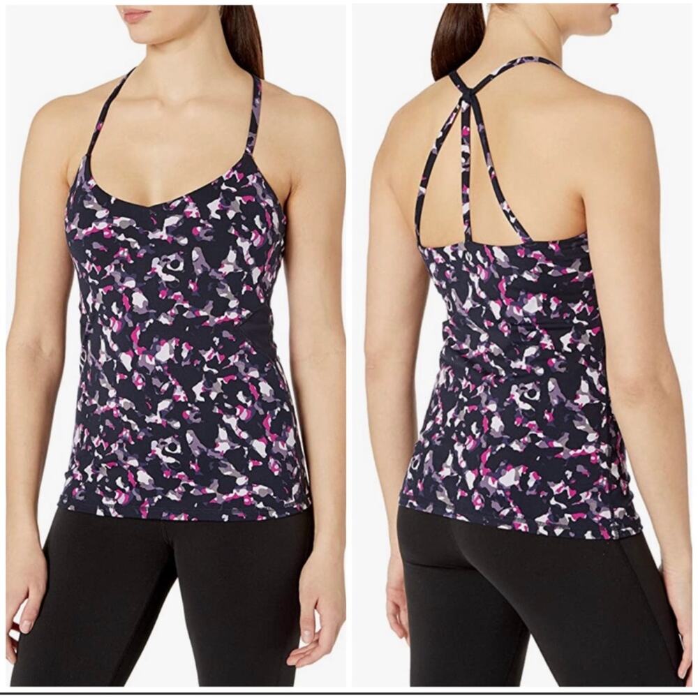 Yummie Heather Thomson Womens Hillary‎ Strappy Tank Top Stained Glass Blue L